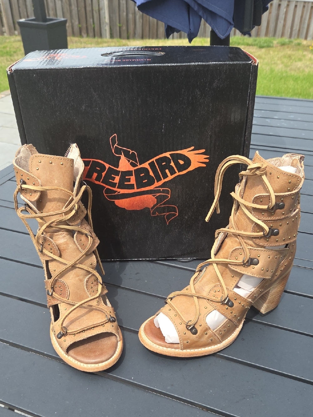 Freebird by Steven Tan Suede Lace-Up Peep-Toe Booties